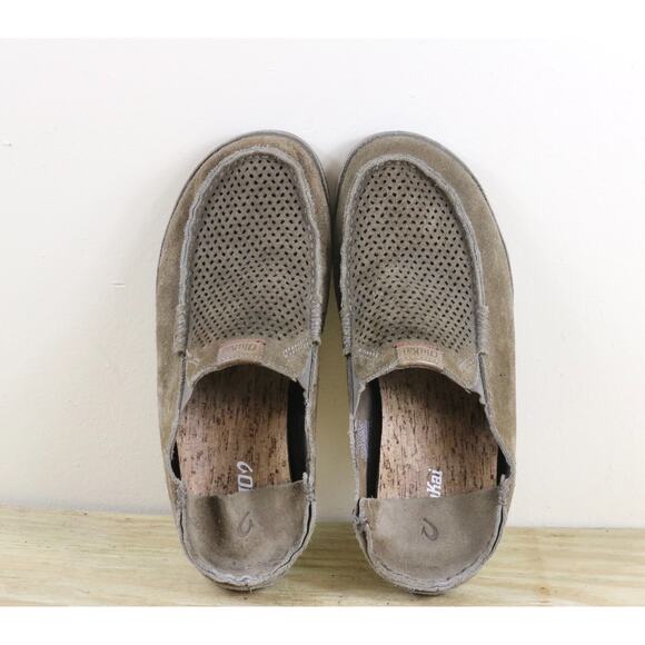 Olukai Mens 9 Brown Suede Leather Moloa Kohana Slipper Slip On Shoes - Picture 4 of 6